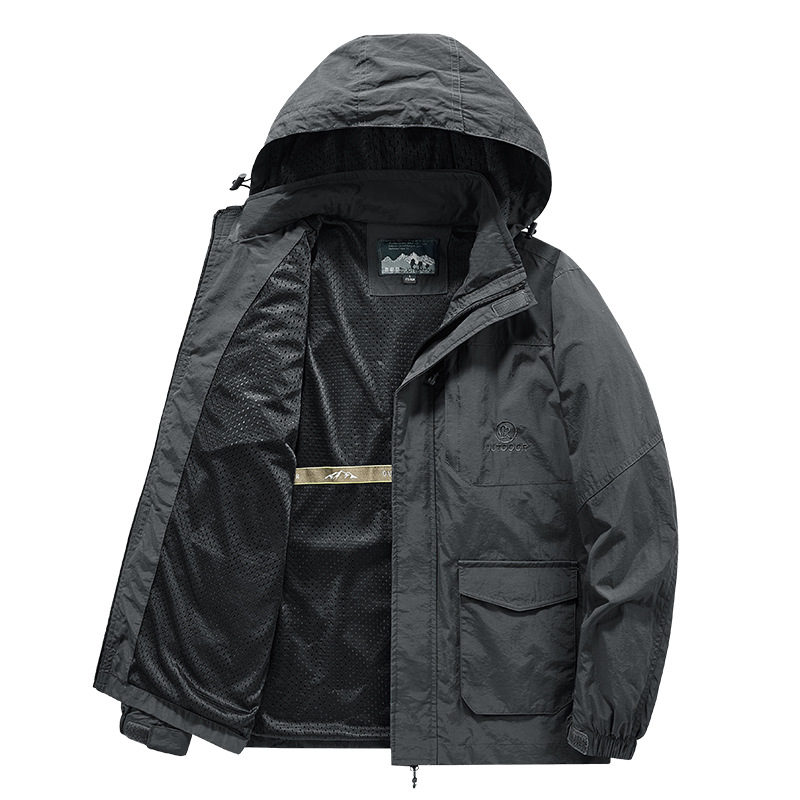 Chaqueta al aire libre transfronteriza para hombres primavera y otoño secado rápido a prueba de viento tamaño grande suelto delgado comercio exterior carga chaqueta de trabajo casual para hombres