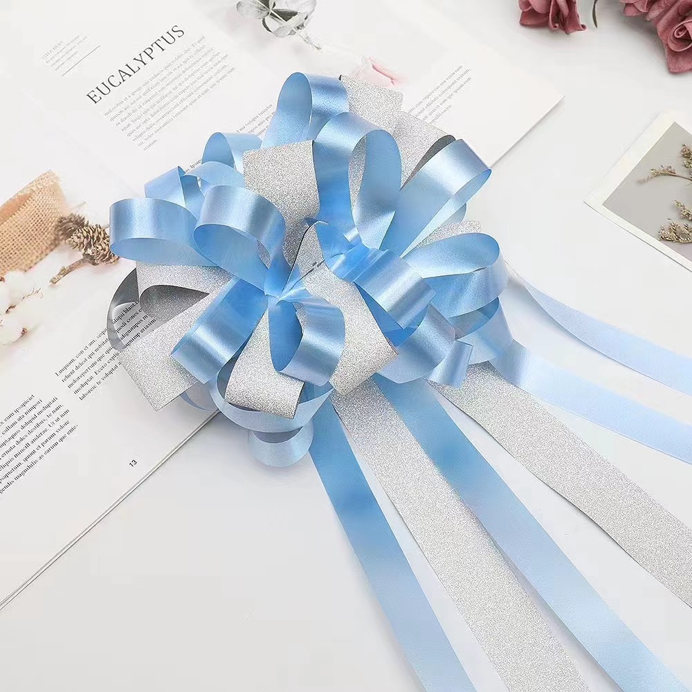 Gran cristal perezoso tire flor tridimensional de dos colores arco mano tire flor material de embalaje decoración del coche de la boda