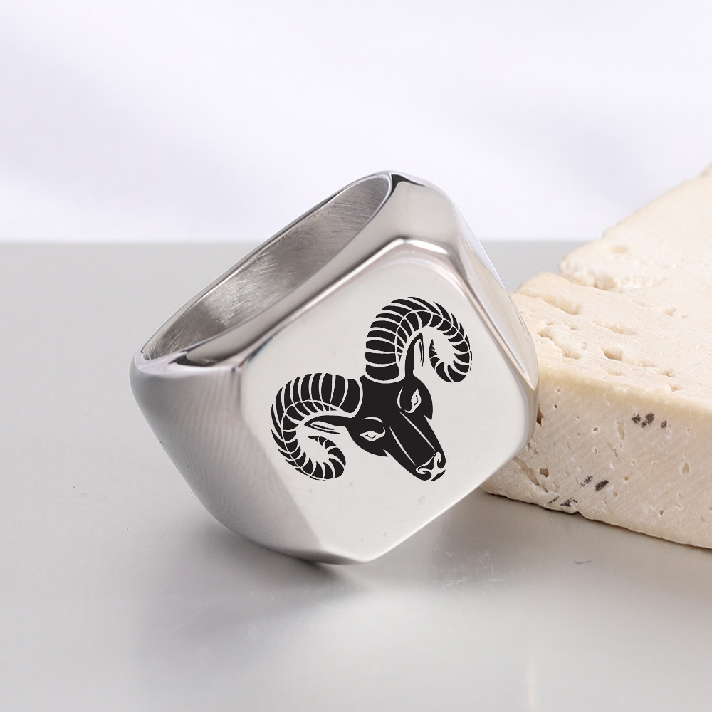 Men'S Gender Plating Design Retro Cattle Titanium Steel Plating Men's Rings