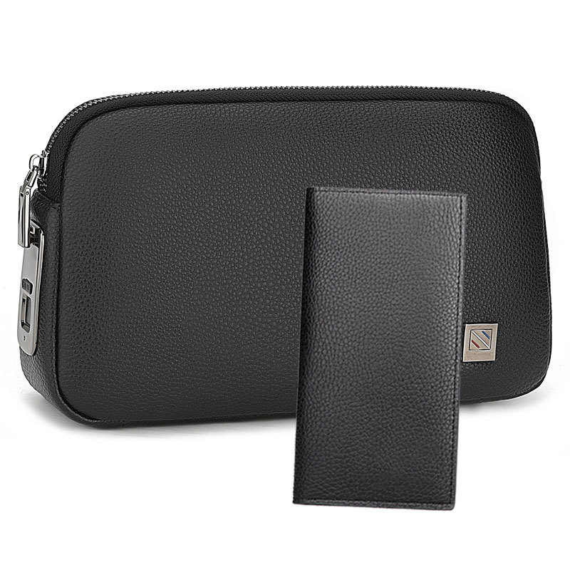 블랙 지문 잠금 핸드백 + 장 지갑