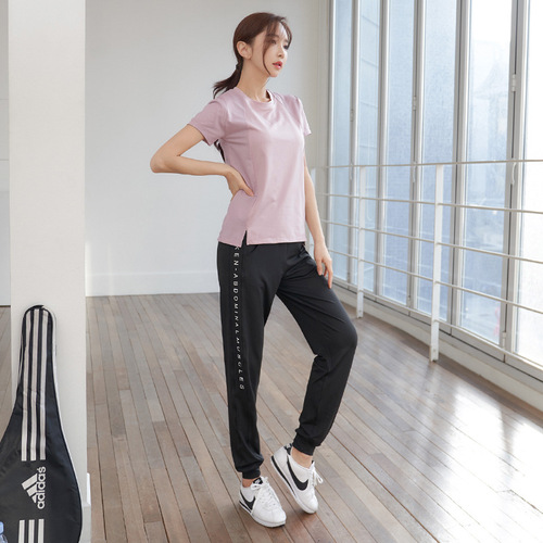 Women's Yoga Set, Short-Sleeve Top, Professional Quick-Dry Breathable Running Clothes, Fashionable Slimming Spring and Summer Fitness Clothes