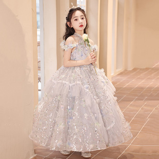 Girls Dress Accessible Luxury Niche Classy Princess Dress Autum Kidsren's Catwalk Host Piano Performance Clothing
