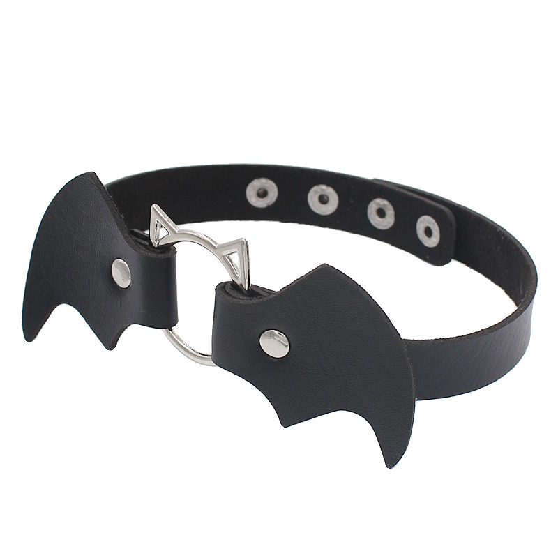 1 Piece Quantity Punk Bat Pu Leather Alloy Choker Wholesale