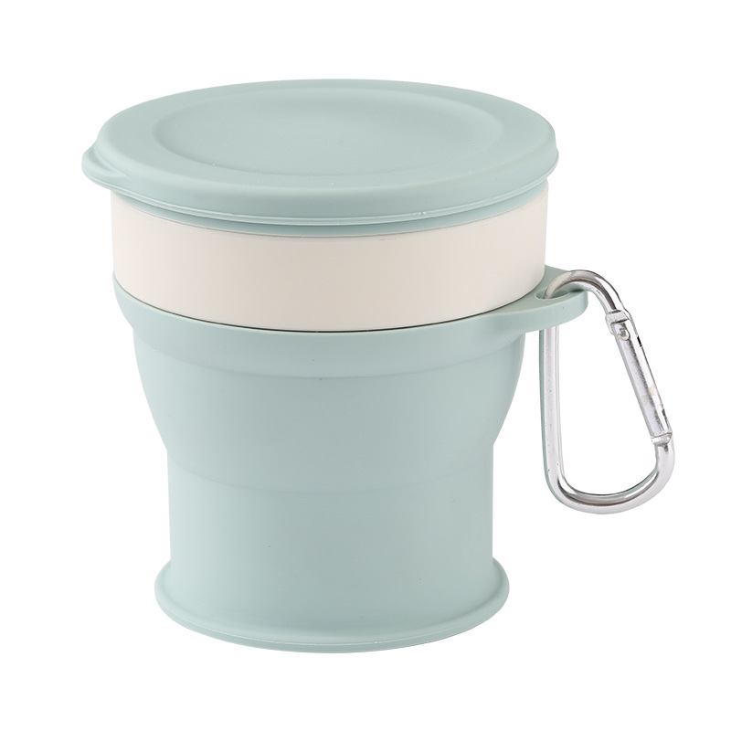 Taza de bolsillo de viaje portátil al aire libre, taza de agua deportiva telescópica plegable de silicona, taza plegable de lavado de gran capacidad