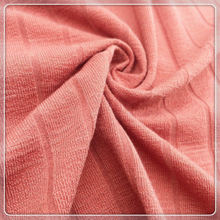 厂家供应针织面料涤氨抽条宽罗纹条纹理竹节汗布休闲运动女装