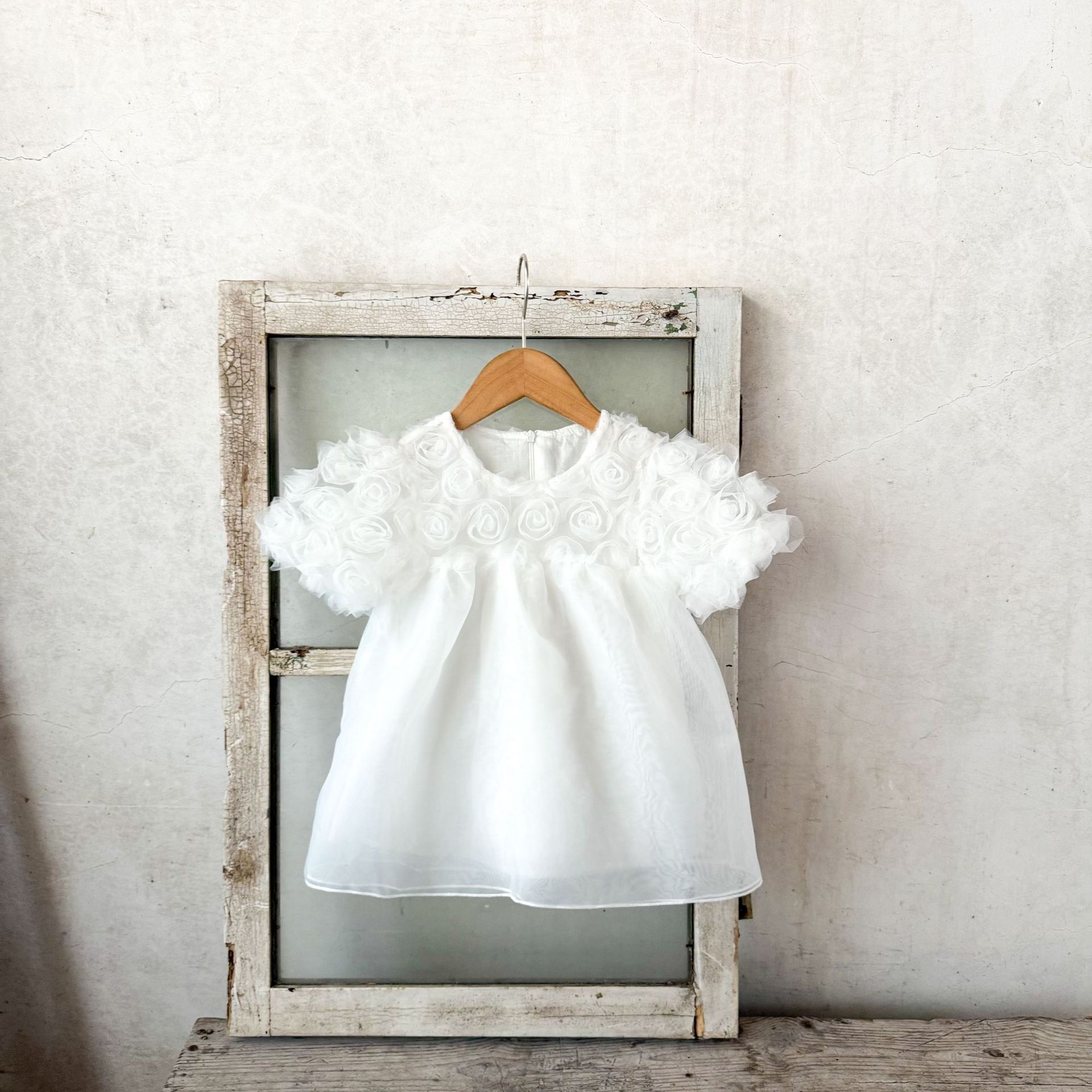 Ins niñas coreanas de encaje vestido de flores de verano bebé vestido de princesa de manga corta