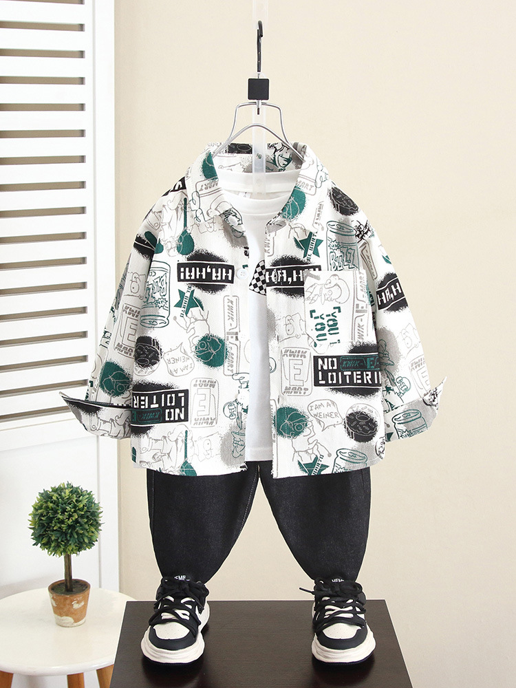 6176 Chaqueta de niño Estilo de primavera y otoño Estilo occidental Camisa de manga larga para bebé Ropa exterior 2025 Nuevos niños Otoño y principios de otoño