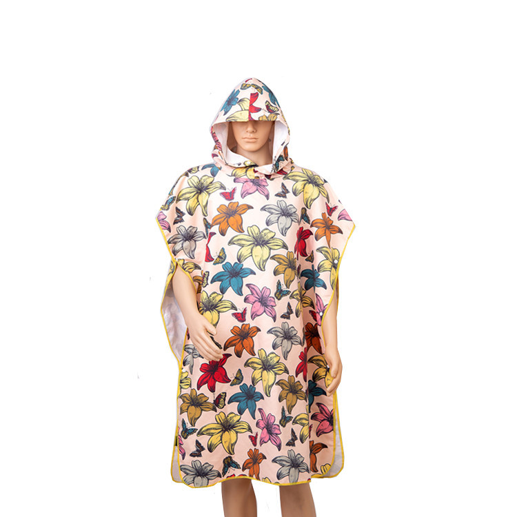 Sandy beach Quick drying Bathrobe Hooded bathrobe Superfine fibre Bath towel adult Beach Quick drying Bathrobe customized Flower