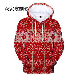 男女同款跨境亚马逊 圣诞节 Christmas 3D带帽卫衣
