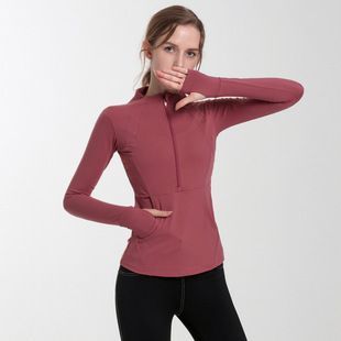2023 autumn and winter yoga Jacket Women's quick-drying running workout clothes half zipper slim slimming sports top