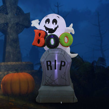 亚马逊万圣节发光充气气模幽灵墓碑白鬼组合节日派对庭院花园摆件