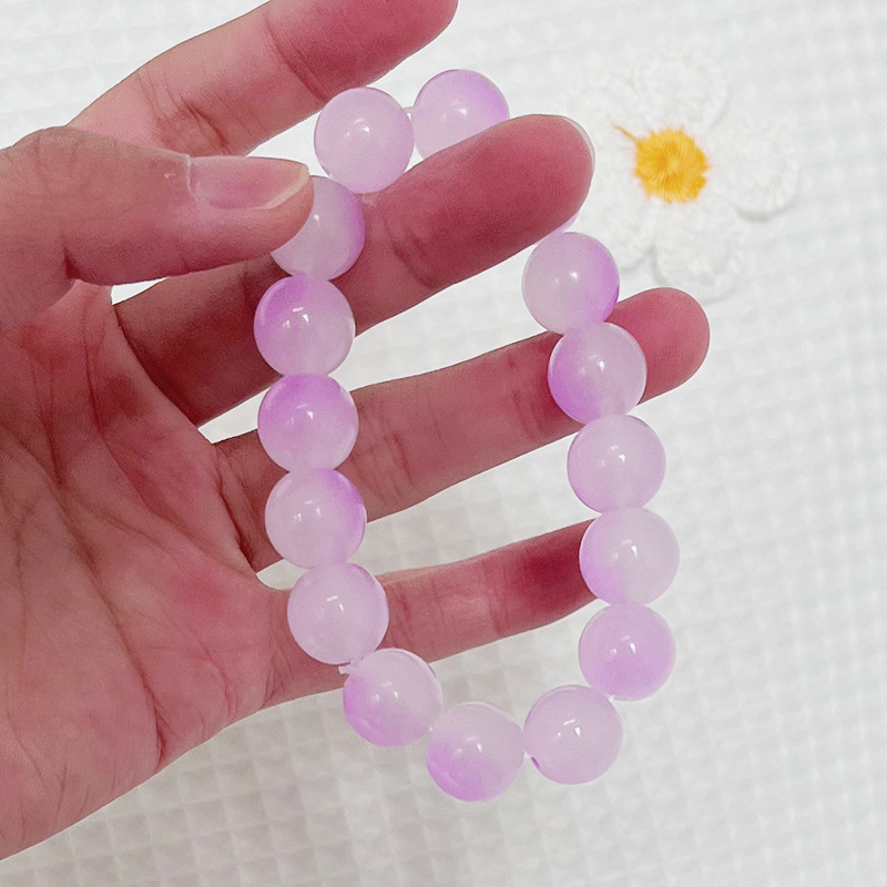 Peach round Beads Bracelet Pliable Temperament Gradient Color Ice Transparent Pink Blue Multi-Color Hand Toy Female Student Hand Play Fashion