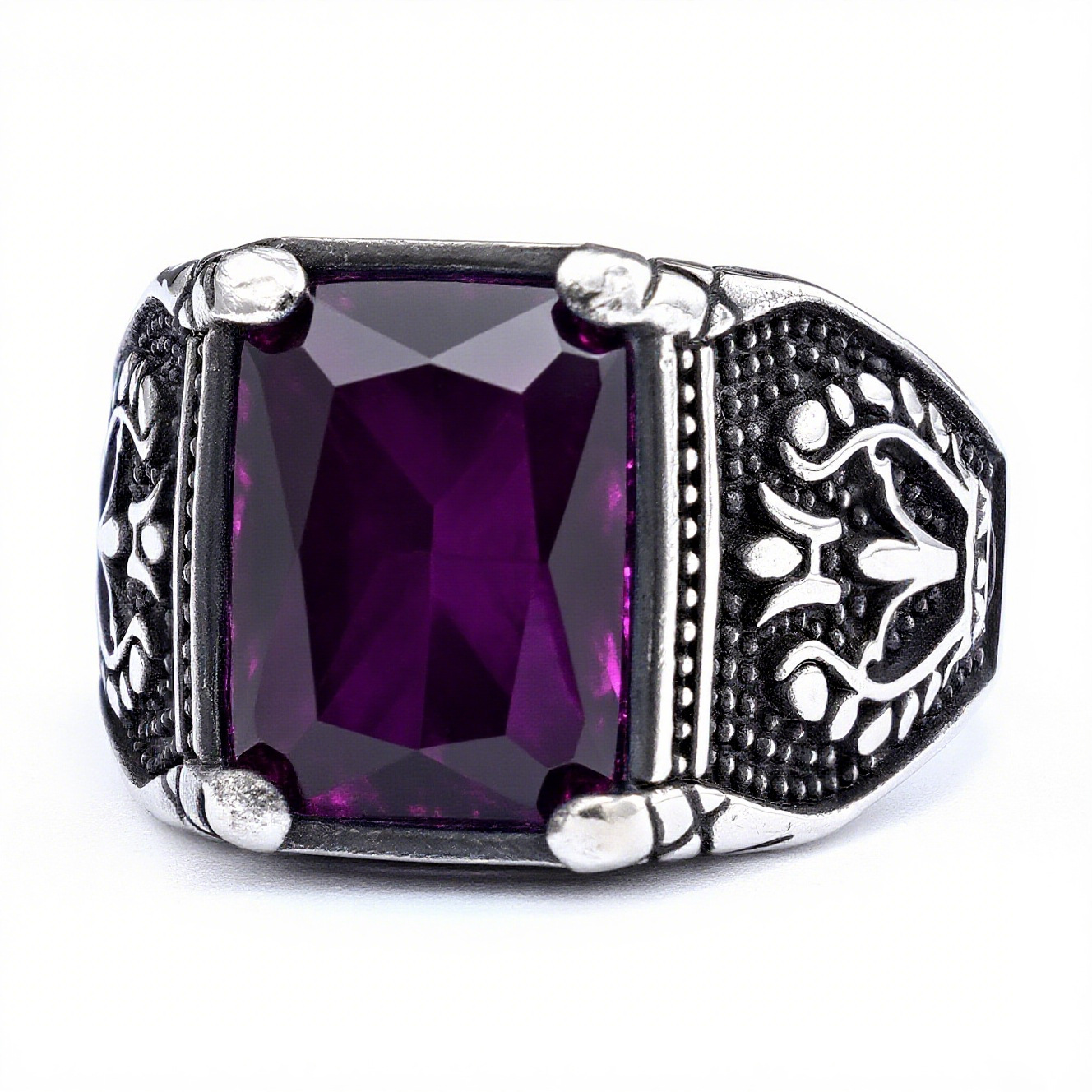 Anillos apilables retro de tulipán con gemas, de acero inoxidable, que no se oxidan, joyería de moda, venta al por mayor, estilo nórdico, superventas transfronterizo.