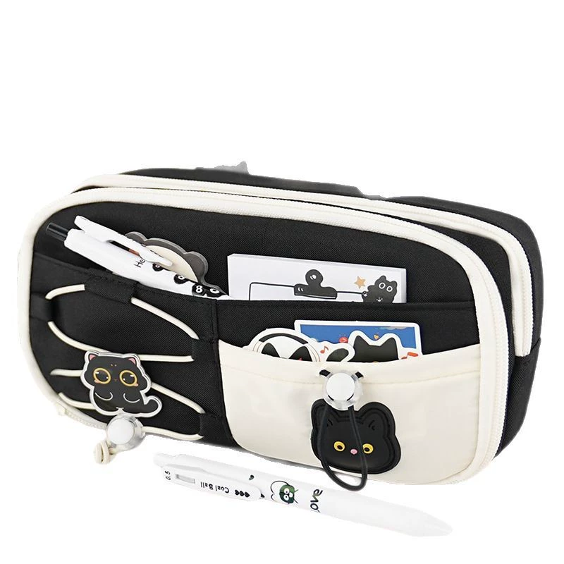Apple, cute capacious pencil case for students, high quality multilayer stationery, drawstring, new collection
