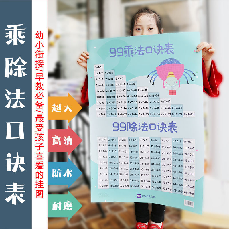 数学九九99乘法乘除法口诀表挂图墙贴二年级全套知识点小学习生|ru