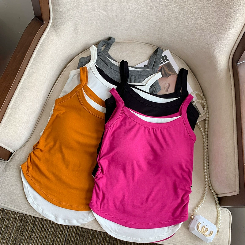 简漫妮 Design tank top, set, American style, lifting effect, trend of season, simple and elegant design
