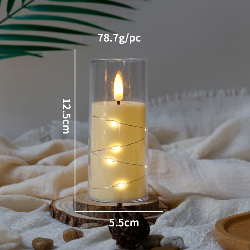 LED フレームレスキャンドルライトクリスマスパーティーストリングライト西洋レストラン結婚式の装飾品アクリル電子リモコンキャンドル|undefined