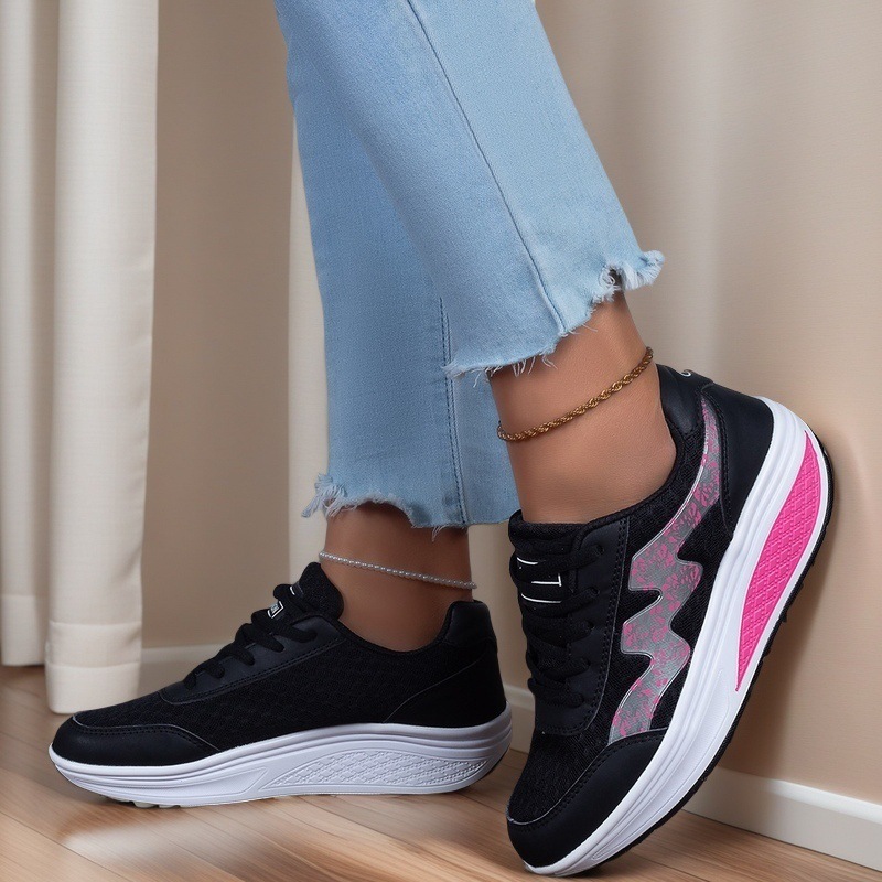 Zapatos casuales de primavera y verano para mujeres, zapatos casuales de suela gruesa para viajar y correr, zapatos de malla transpirables para mujeres, zapatos individuales