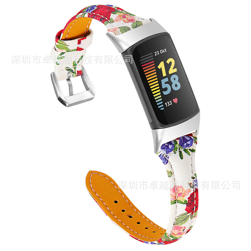 Adecuado para charge6 reloj nueva pequeña cintura en forma de T primera capa de piel de vaca charge5 correa de reloj de cuero genuino en stock