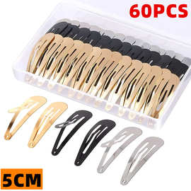 水滴2英寸5cm防滑金属发夹金银黑3色跨境盒装 儿童彩色刘海BB夹