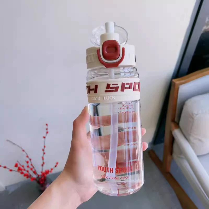 Capacious tea cup for water, plastic high quality handheld straw for men and women for elementary school students, simple and elegant design