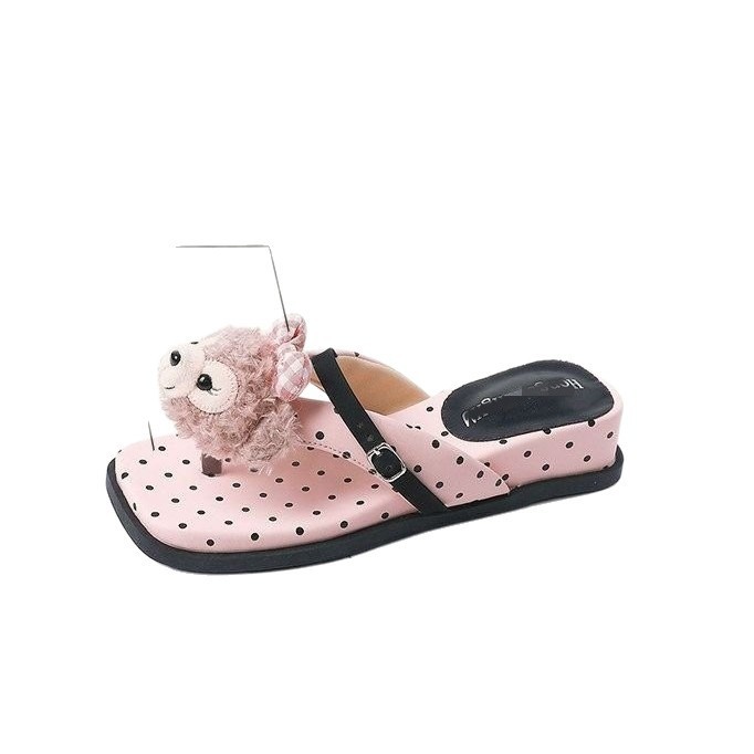 Caricatura encantadora onda punto nicho de contraste de flip flops mujeres 06 nuevo fondo muffin fondo de verano anti-deslizante clip zapatillas image 5