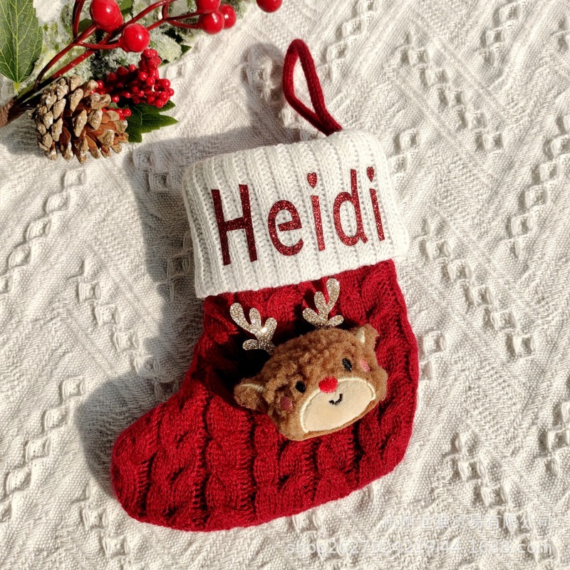 クリスマスストラップクリスマスクリスマスストッククロスボーダーカスタム名前ニット靴下クリスマスツリー装飾ギフトバッグ|undefined