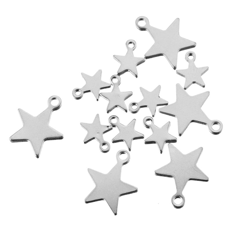 Acero inoxidable estrella de cinco puntas luna cielo etiqueta pequeña estrella colgante DIY collar hecho a mano accesorios de joyería pieza