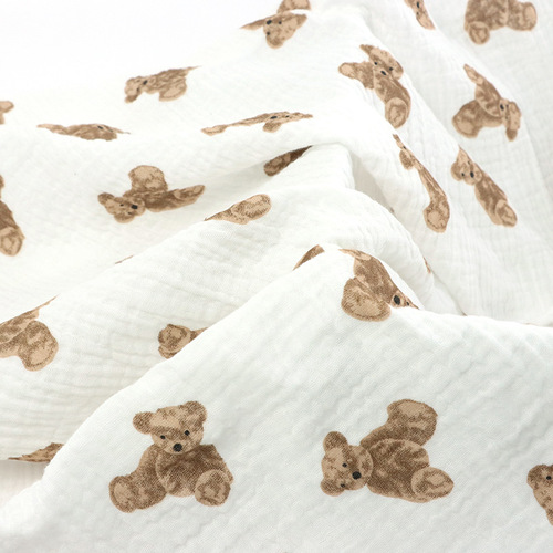 Pure cotton double-layer pleated fabric Teddy bear crepe gauze Spring and summer dress postpartum clothing home clothing baby cover blanket fabric