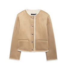 跨境速卖通亚马逊外贸批发欧美女装冬季时尚皮毛一体圆领夹克外套