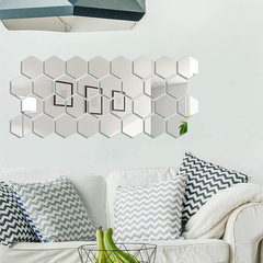 鏡面牆貼廠家批發新款對角6CM六邊形32片裝客廳可移除牆貼