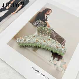 欧美时尚手工满钻抓夹发夹高级感轻奢后脑勺大号盘发鲨鱼夹发饰女