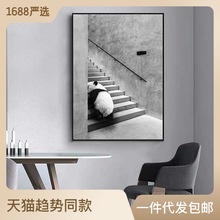 现代简约背景墙黑白抽象几何玄关装饰画客厅沙发壁画极简走廊挂画