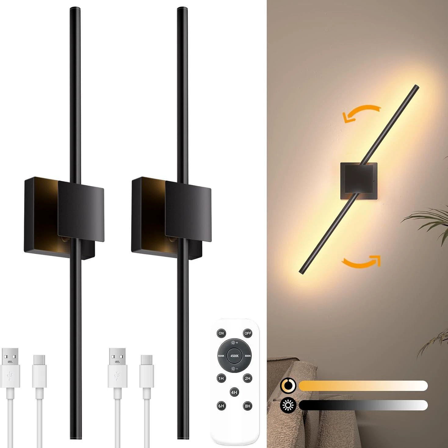 Трансграничные амазонские зарядные настенные светильники с магнитным всасыванием без проводки спальные ночные светильники