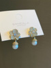 Silver needle, universal earrings floral from pearl, silver 925 sample, diamond encrusted, light luxury style