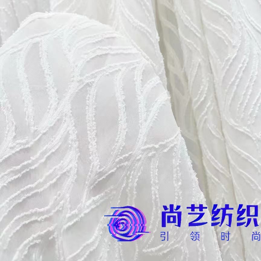 春夏新款现货海草花雪纺剪花面料时尚女装连衣裙童装布料R715