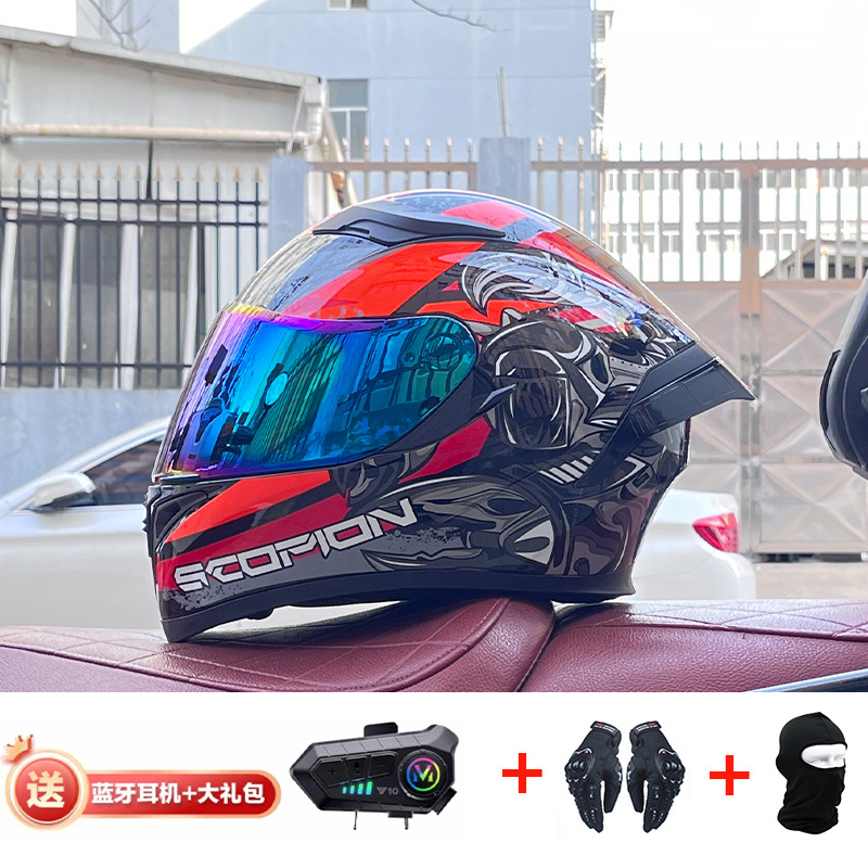 Casco de cola grande de motocicleta Jiekai Casco completo con auriculares Bluetooth Casco de conducción de motocicleta eléctrica de cuatro estaciones para hombre