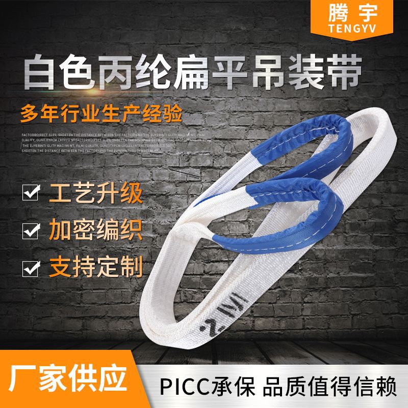 白色吊装带2吨 起重吊带 耐酸洗吊带2T 扁平加厚吊带1T3T4T5T7T8T