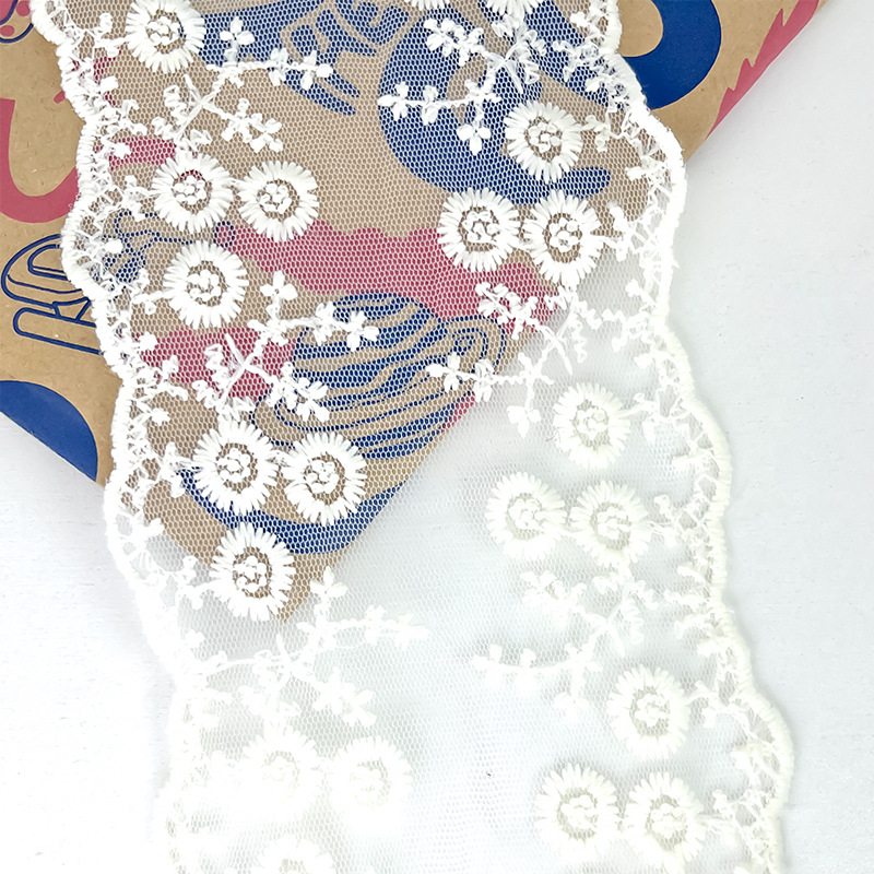 12cm水溶双边蝴蝶结刺绣网布 窗帘发饰服装配饰辅料lace蕾丝花边