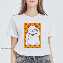 T 恤短袖夏季女 T 恤图案 T 恤 Maneki Neko 日本2024