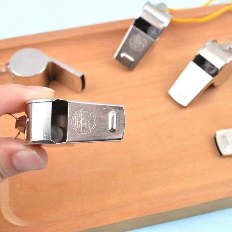 Metal whistle stainless steel with rope, wholesale