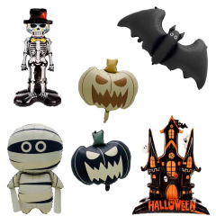 2025 新しいハロウィンアルミフィルムバルーンショッピングモール装飾カボチャコウモリ漫画スタイルゴーストフェスティバルアルミフィルムバルーン