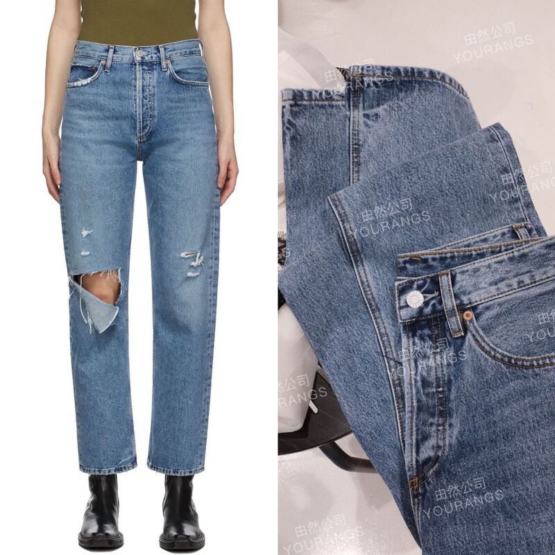 Clearance Sale: Ag High-Waisted Straight-Leg Ripped Full-Length Jeans That Can Be Worn Straight or Cuffed