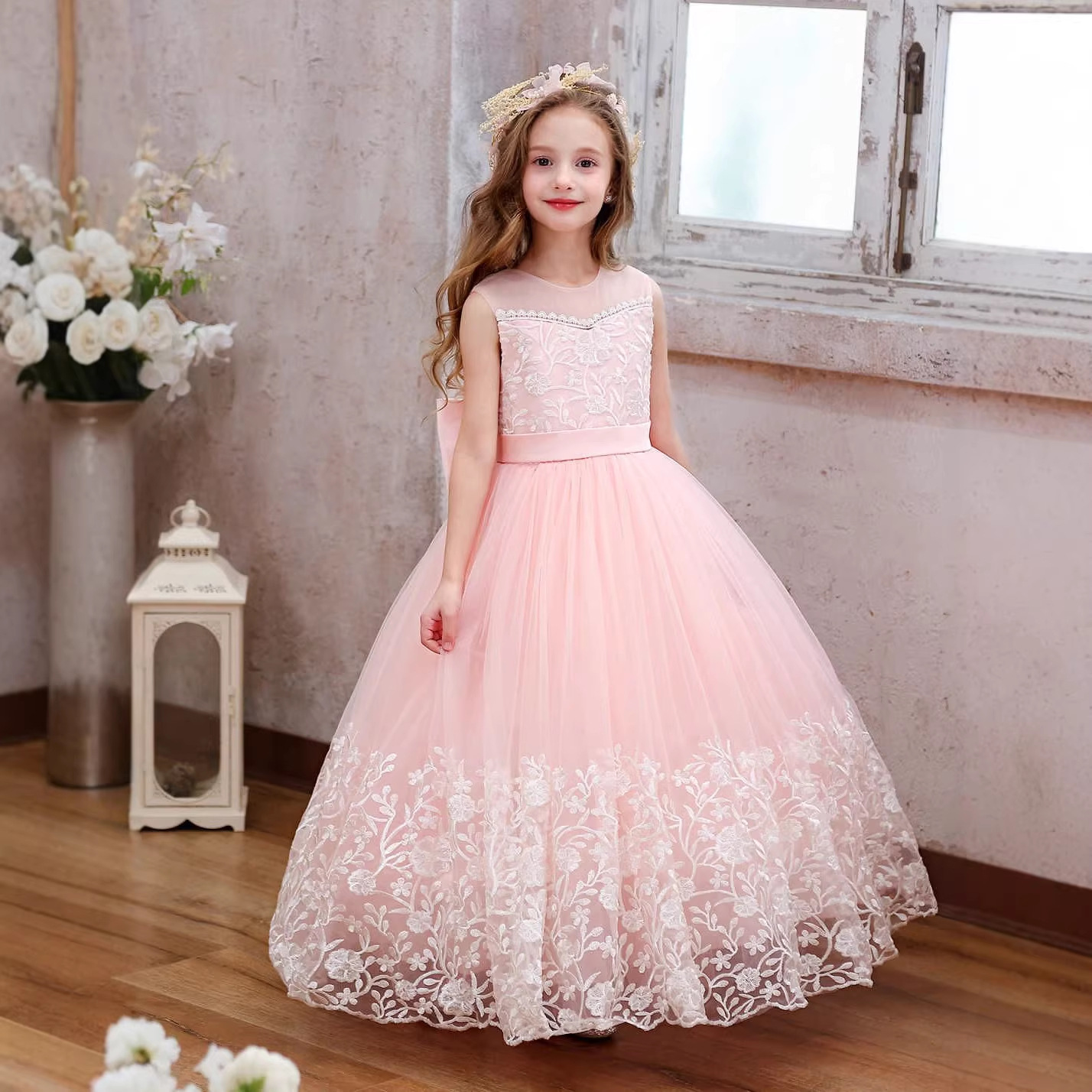 Prinzessinnenkleid Für Mädchen Aus Spitze Und Tüll Für Festtage_voghion.com
