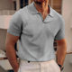 24 Cross-border European and American Summer AliExpress Amazon New Polo Shirt Lop V-Neck Waffled Short-sleeved Men's T-shirt