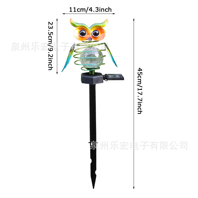 Elementos de Venta caliente transfronteriza hierro solar primavera búho césped lámpara al aire libre patio jardín decorativo animal lámpara