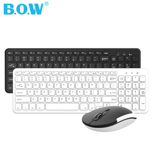 Bow Ultra-Thin Portable Wireless Keyboard and Mouse Set for Computer and Office Use, Universal USB Ergonomic Design