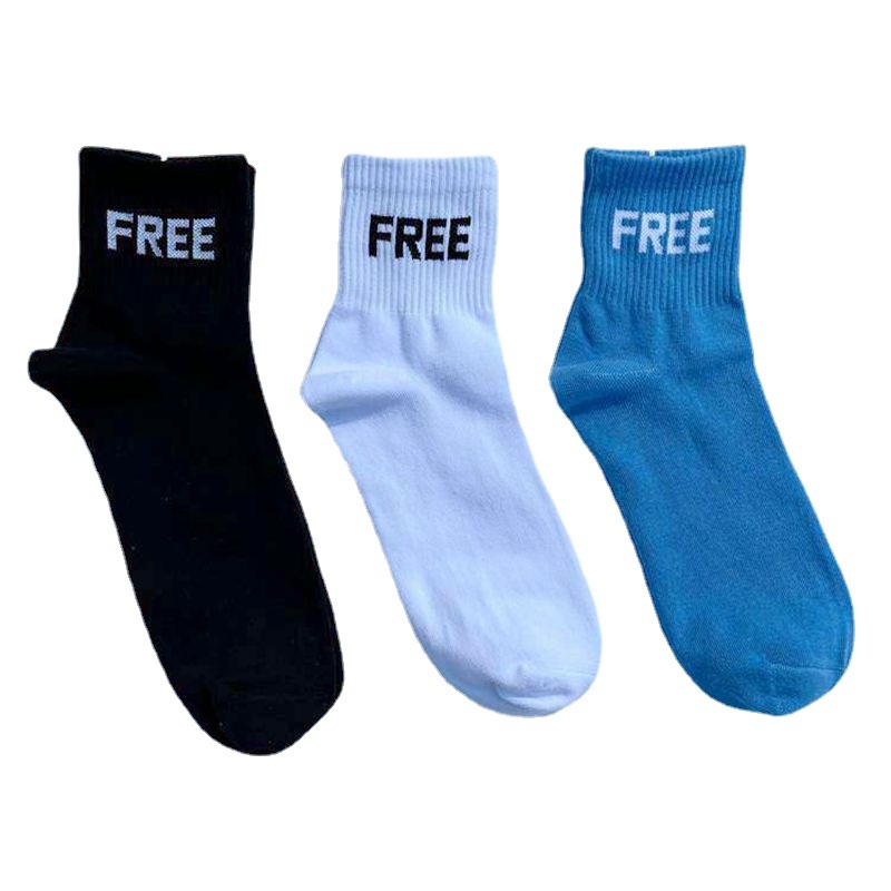 Large size socks sports all-match trendy ins Net Red men's mid-tube Street European and American hip-hop skateboard short tube cotton socks wholesale