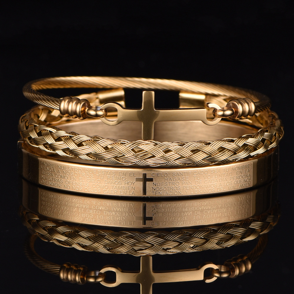 Stainless Steel Material Glam Cross Stainless Steel Plating Bracelets
