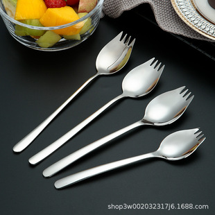 Stainless steel salad spoon integrated spoon fork dual-purpose main meal spoon fork instant noodles spoon fork fruit salad spoon manufacturers wholesale
